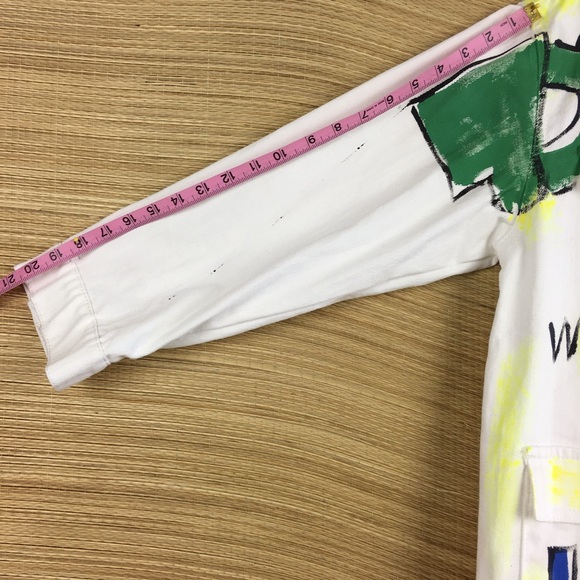 Aikha Handmade Graffiti Hand Painted Denim Jeans Jacket in White Size M/L - Picture 16 of 16